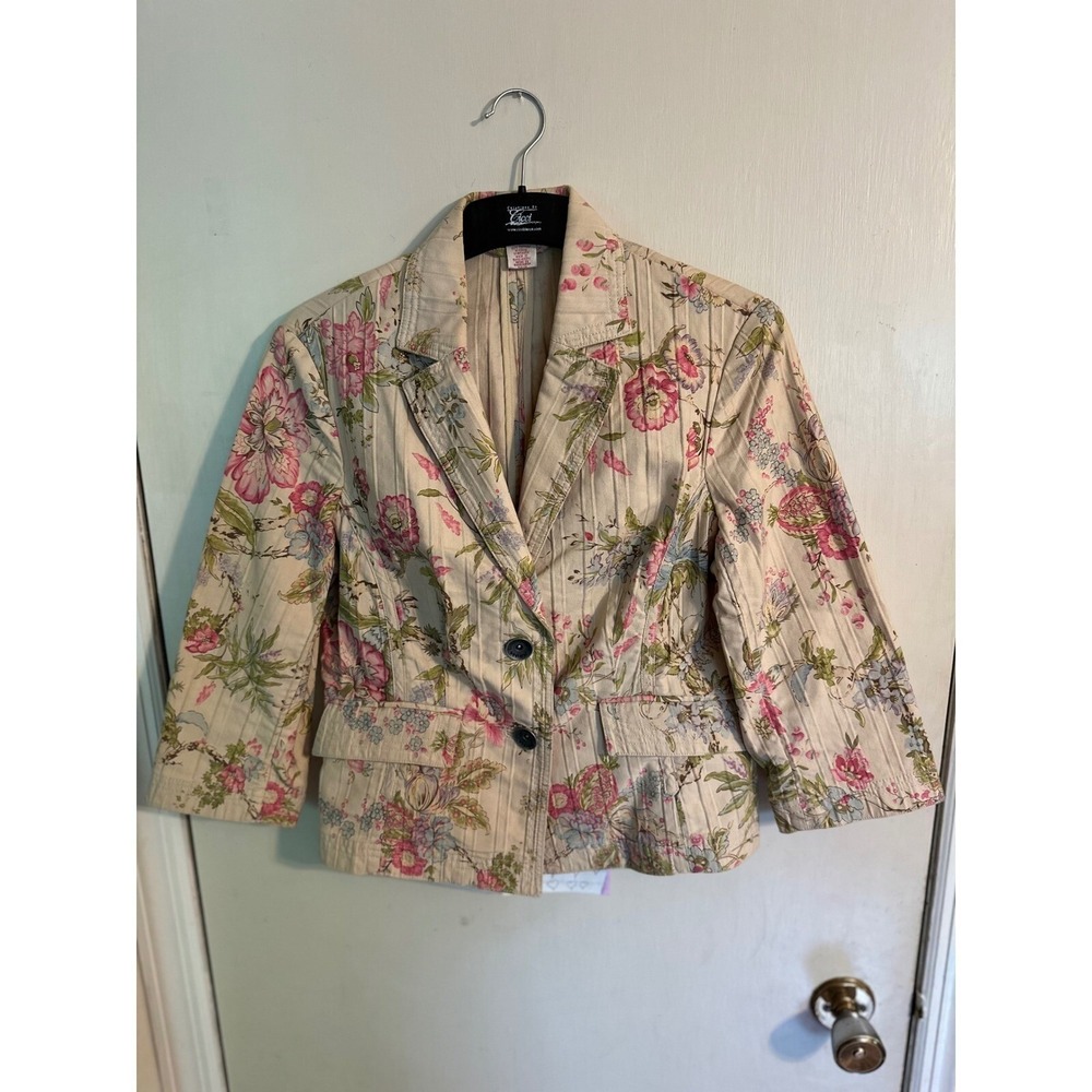 Floral‎ Blazer Nine & Co Weekend Jacket Two Button Front Career Size Woman's 12
